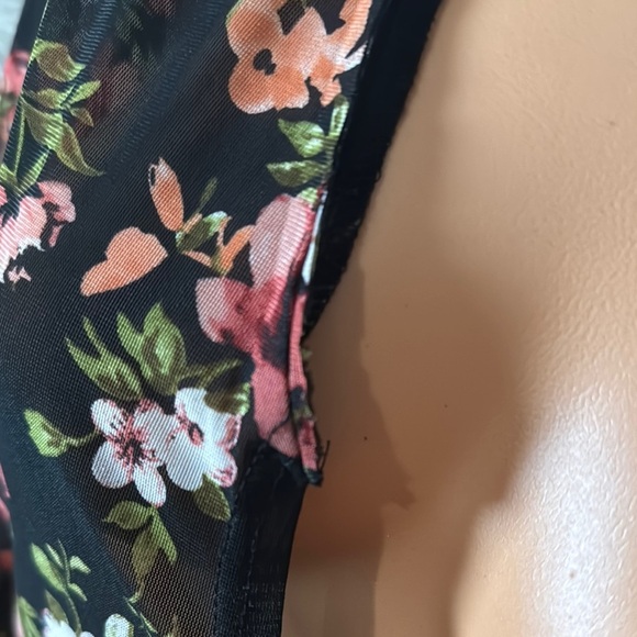 Blue Floral Wrap Blouse with Long Sleeves - Picture 8 of 9